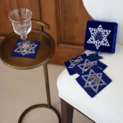 Star Of David Beaded Coaster Set Of 4 In A Velvet Box -Home Decor Shop holiday for web 0011 2e8a8300