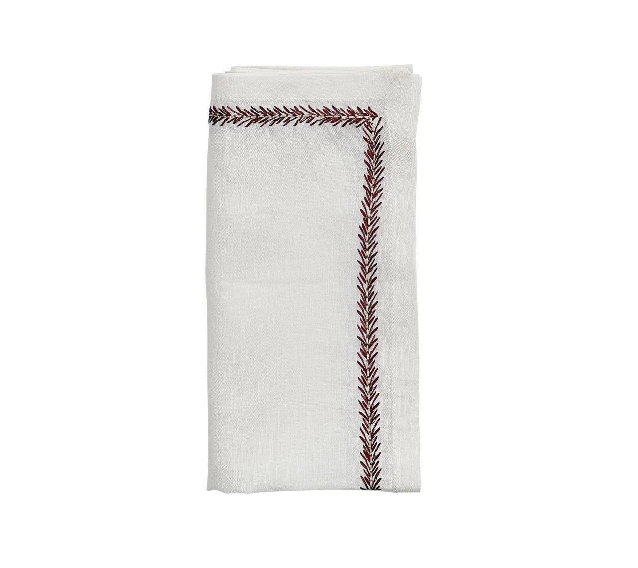 Jardin Napkin, White & Red 3 Jardin Napkin, White & Red