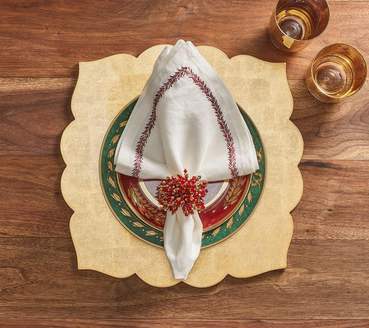 Jardin Napkin, White & Red 5 Jardin Napkin, White & Red - Image 3