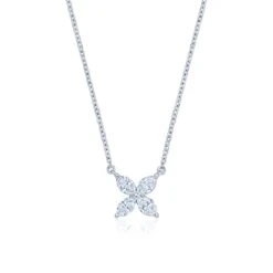 18K Marquise Diamond Flower Necklace