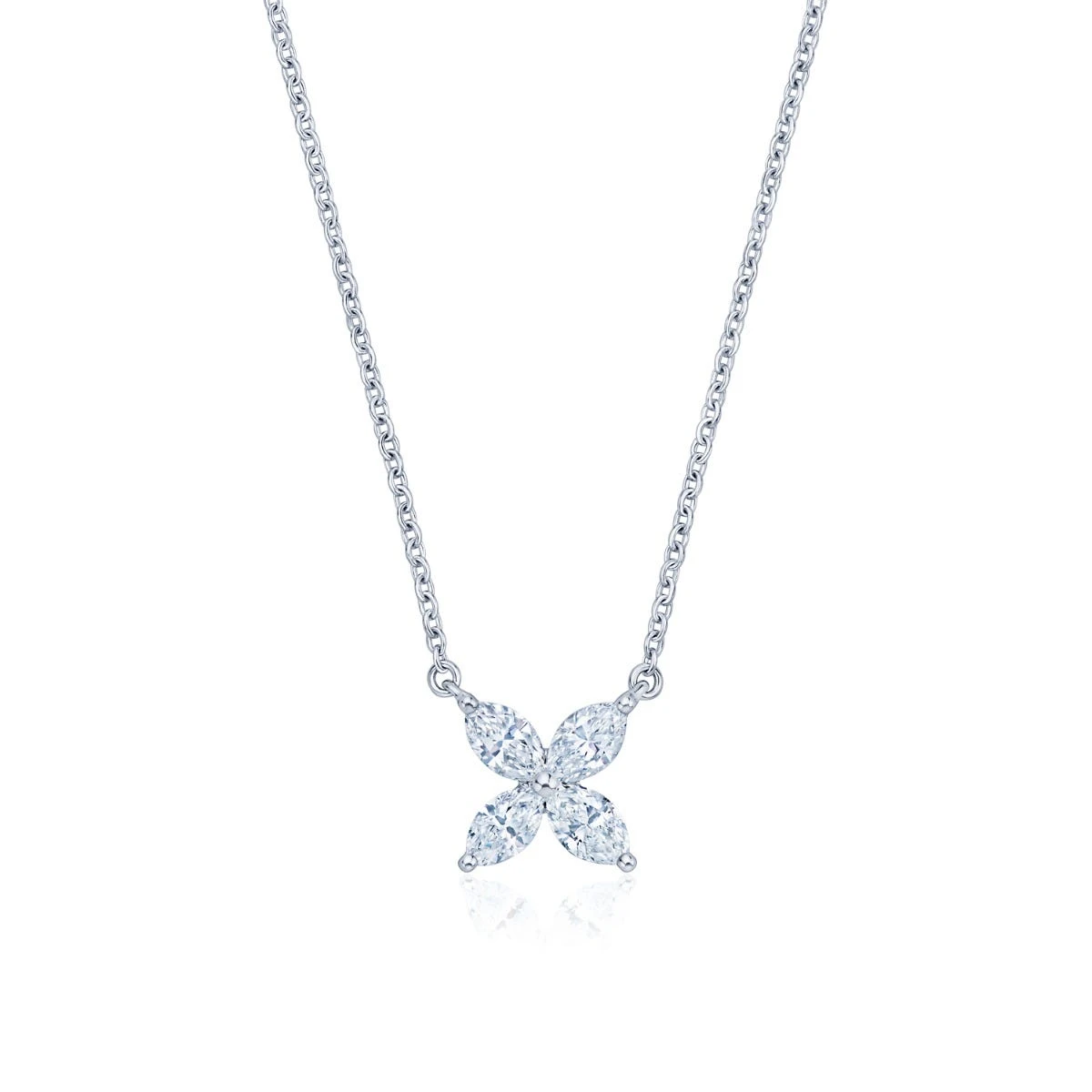 18K Marquise Diamond Flower Necklace 3 18K Marquise Diamond Flower Necklace