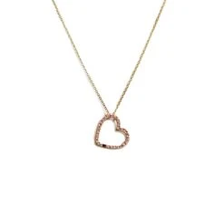 18K Rose Gold Diamond & Ruby Open Heart Pendant Necklace