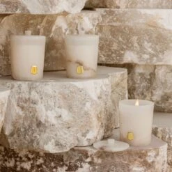 Hemera Alabaster Candle -Home Decor Shop les alb tres with topper candle lifestlye 1 1 2