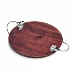 Ginkgo Wood Shallow Platter With Handles