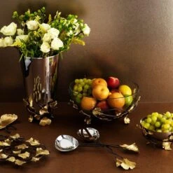 Golden Ginkgo Vase -Home Decor Shop michael aram golden ginkgo lifestyle 1
