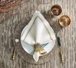 Filament Napkin, White, Gold & Silver 8 Filament Napkin, White, Gold & Silver -Home Decor Shop na1214045wgdsl filament napkin white gold silver lifestyle