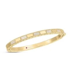 Art Deco 18K Gold Diamond Bangle Bracelet