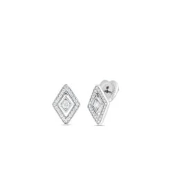 Classic Diamond 18K Gold Lozenge Stud Earrings