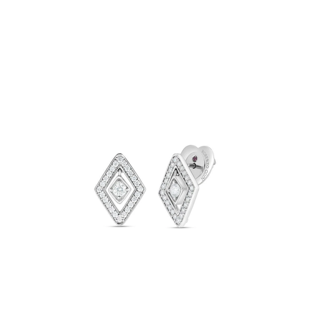 Classic Diamond 18K Gold Lozenge Stud Earrings 3 Classic Diamond 18K Gold Lozenge Stud Earrings