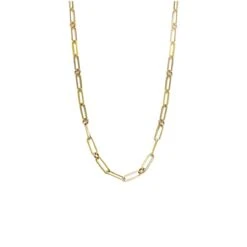Paperclip Chain Necklace With Alternating Round Links 5 Paperclip Chain Necklace With Alternating Round Links -Home Decor Shop robertocoin paperclip chain necklace alt round links 0104 1679