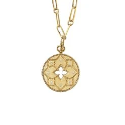 Venetian Princess 18K Satin Medallion With Flower Cutout & Diamond Accent