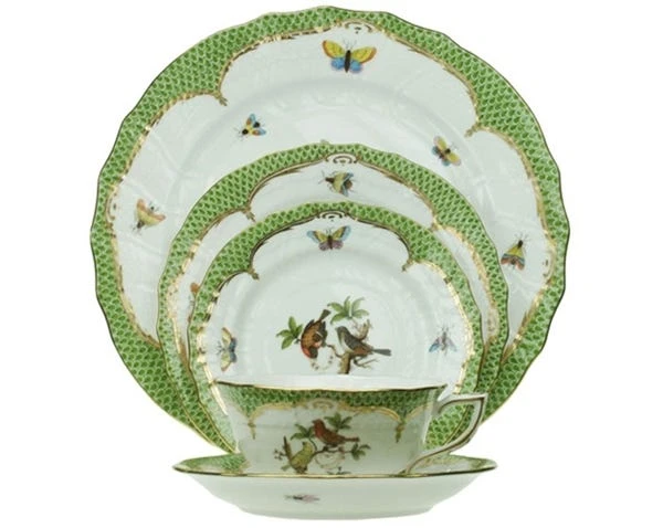 Rothschild Bird Green Border Dinnerware 4 Rothschild Bird Green Border Dinnerware - Image 2
