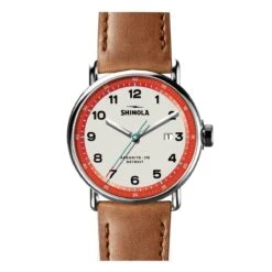 Canfield Model C56 43mm Watch, Gray & Red