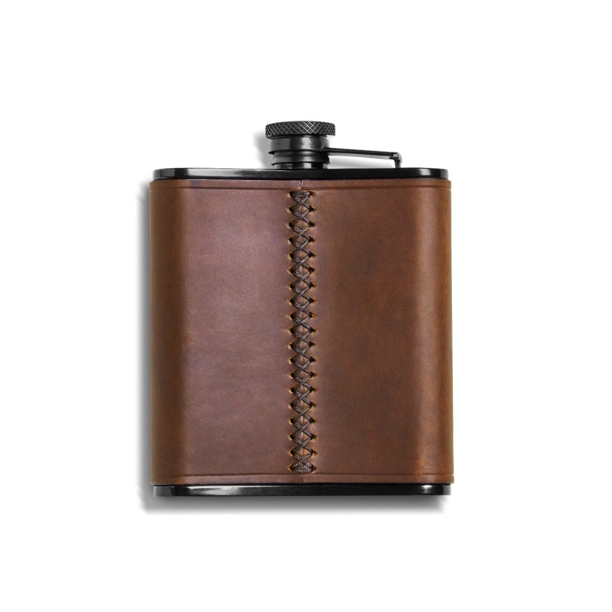 Leather Wrapped Flask, Brown 4 Leather Wrapped Flask, Brown - Image 2
