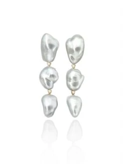 South Sea Baroque Pearl & Diamond Line Earrings