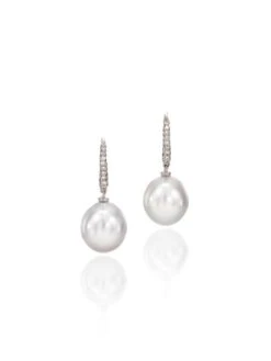 South Sea Pearl & Diamond Drop Earrings