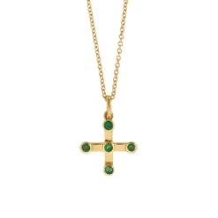 Cascade Emerald Stepping Stone Cross Pendant