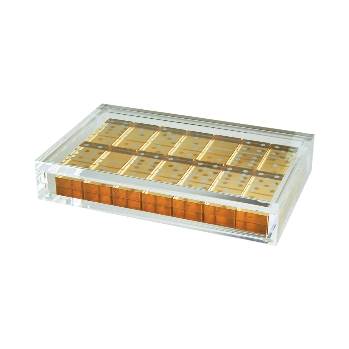 Lucite Domino Boxed Set, Gold 3 Lucite Domino Boxed Set, Gold