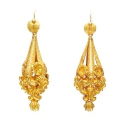 Victorian Foliate Scrollwork Pendant Earrings