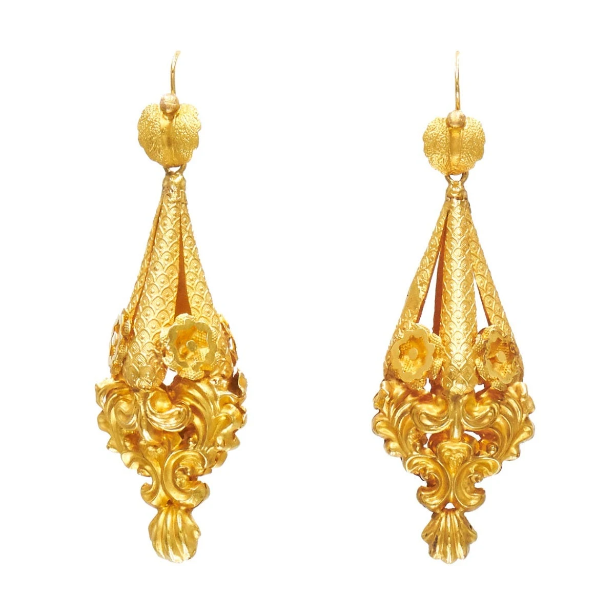 Victorian Foliate Scrollwork Pendant Earrings 3 Victorian Foliate Scrollwork Pendant Earrings