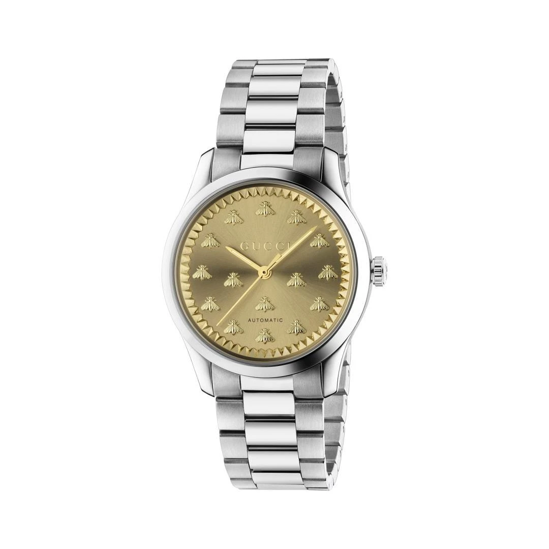 G-Timeless Watch, Stainless Steel Case & Golden Sunbrushed Dial With Bees 3 G-Timeless Watch, Stainless Steel Case & Golden Sunbrushed Dial With Bees