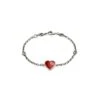 Interlocking G Heart Bracelet, Red Enamel