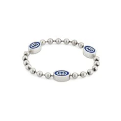 Interlocking G Boule Chain Bracelet, Blue