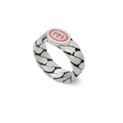 Interlocking G Enamel Ring, Pink