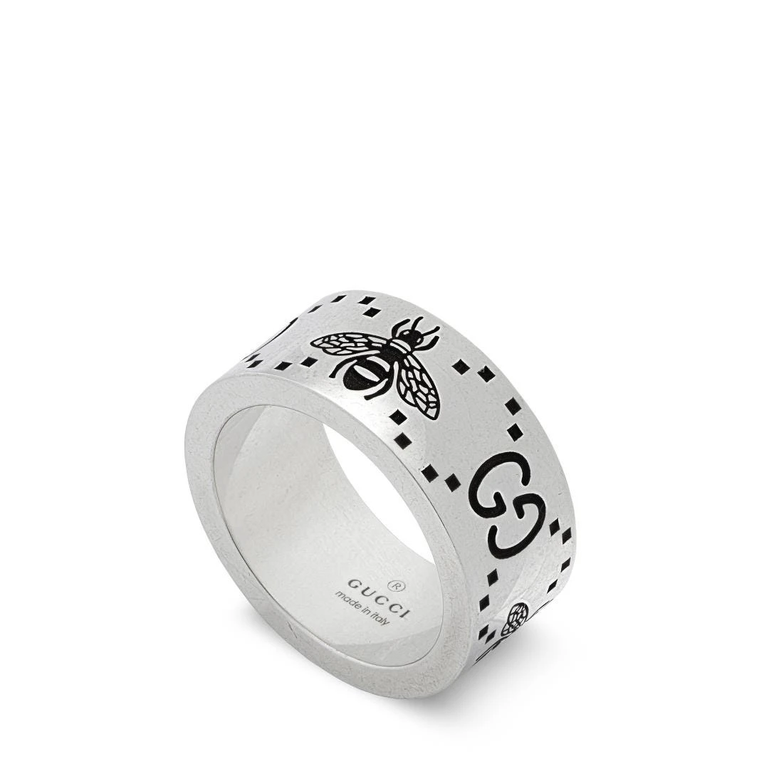 GG & Bee Engraved Wide Ring 3 GG & Bee Engraved Wide Ring