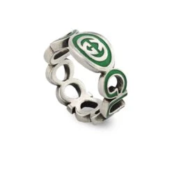 Interlocking G Enamel Ring, Green
