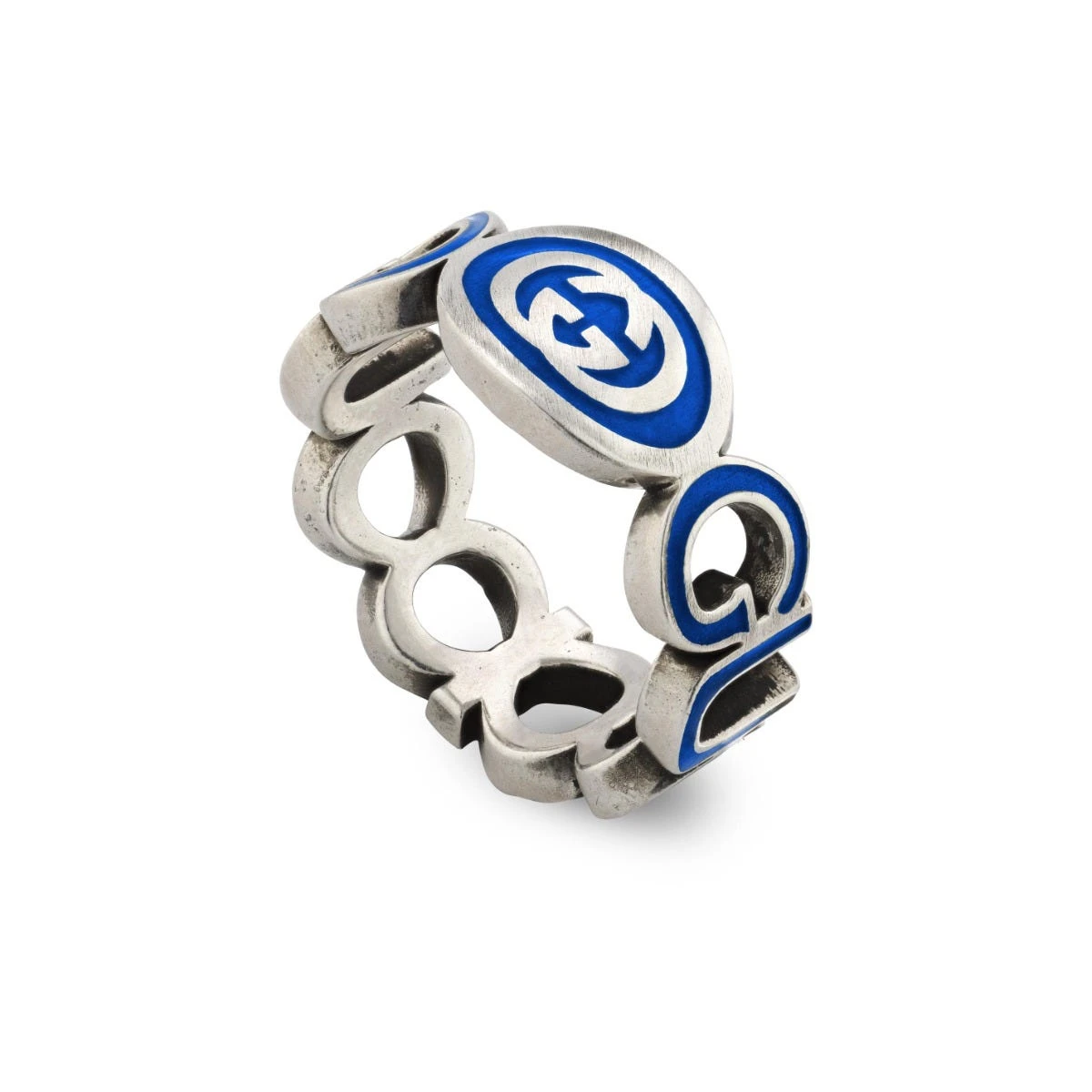 Interlocking G Enamel Ring, Blue 3 Interlocking G Enamel Ring, Blue