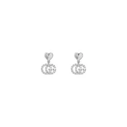 Diamond Heart & GG Dangle Earrings