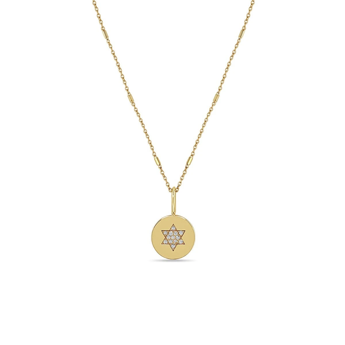 14K Diamond Star Of David Disc Pendant Necklace 3 14K Diamond Star Of David Disc Pendant Necklace