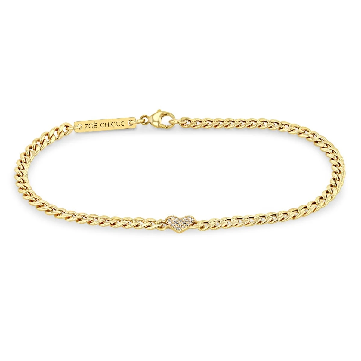 14K Midi Bitty Pave Diamond Heart Chain Bracelet 4 14K Midi Bitty Pave Diamond Heart Chain Bracelet - Image 2