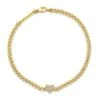 14K Midi Bitty Pave Diamond Heart Chain Bracelet