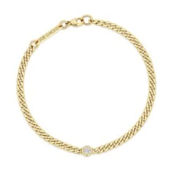 14K Diamond Curb Chain Bracelet