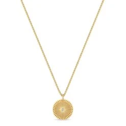 14K Sunbeam Medallion Box Chain Necklace